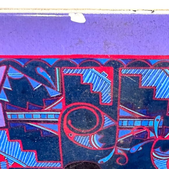 Signed Peña Studios Native American Pottery Art Tile Southwest Purple 9.5" READ - Picture 4 of 9